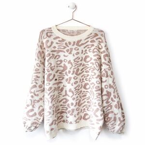 Leopard Print Sweater in Cream and Brown
